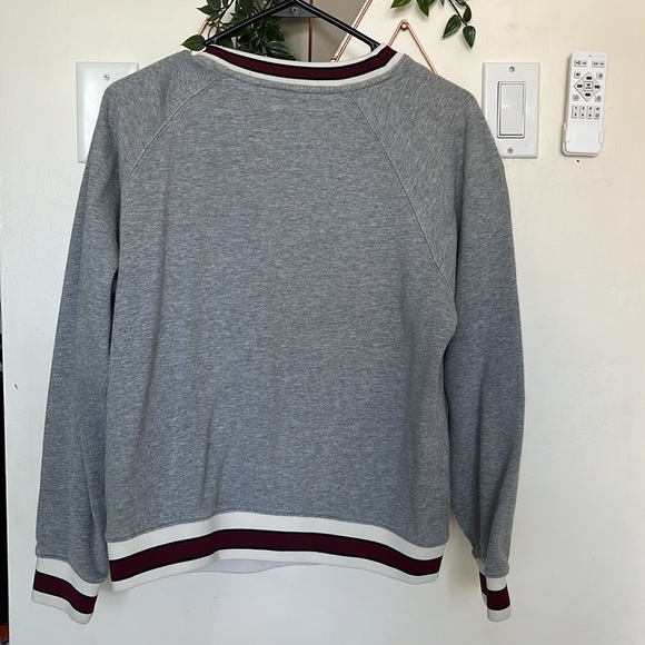 Medium Little Moon (Aritzia) grey with maroon detail sweatshirt - Picture 2 of 4